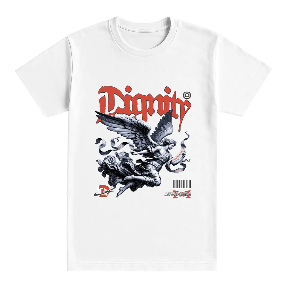 Camiseta streetwear – Dignity Angel: Honor entre sombras 1