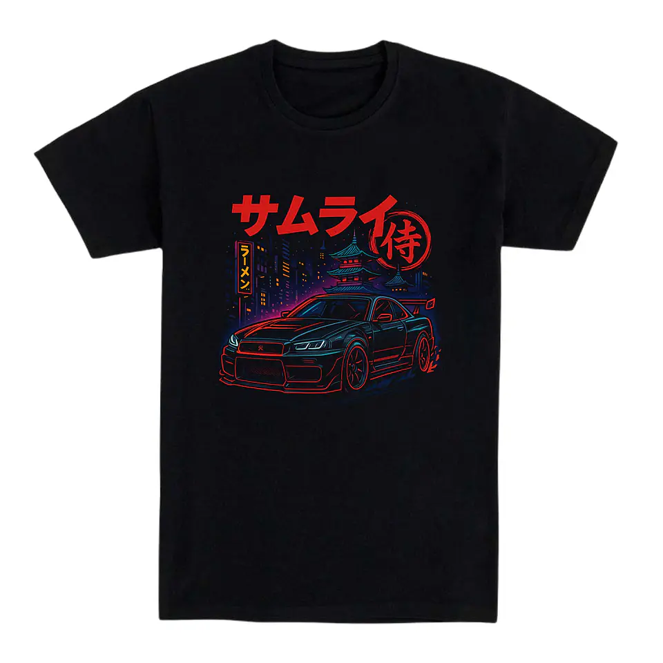 Camiseta coches - Camiseta Samurai Racer Estilo Nocturno Japonés  1