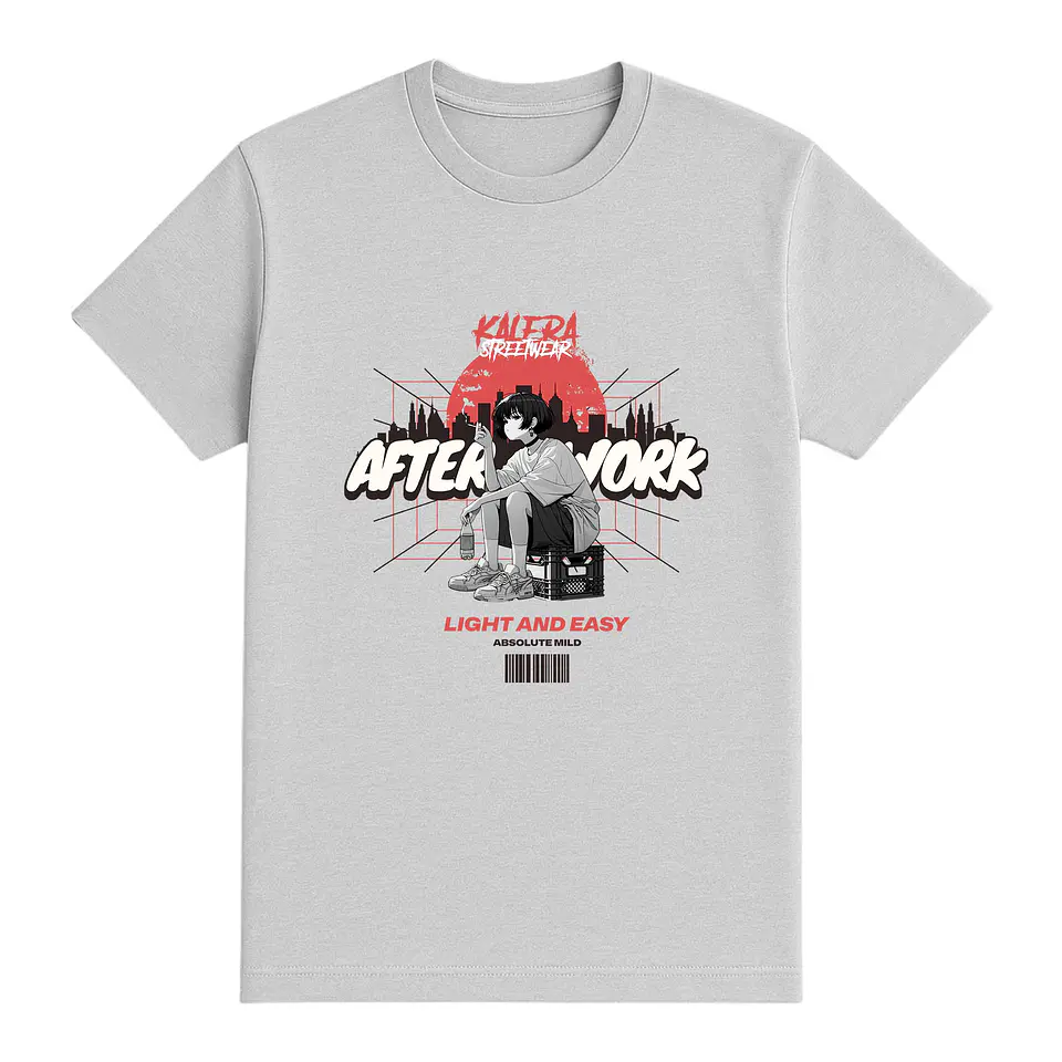 Camiseta Japón/anime – After Work en Tokio Gris 1