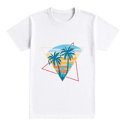Camiseta playa – Geometric Sunset Palms