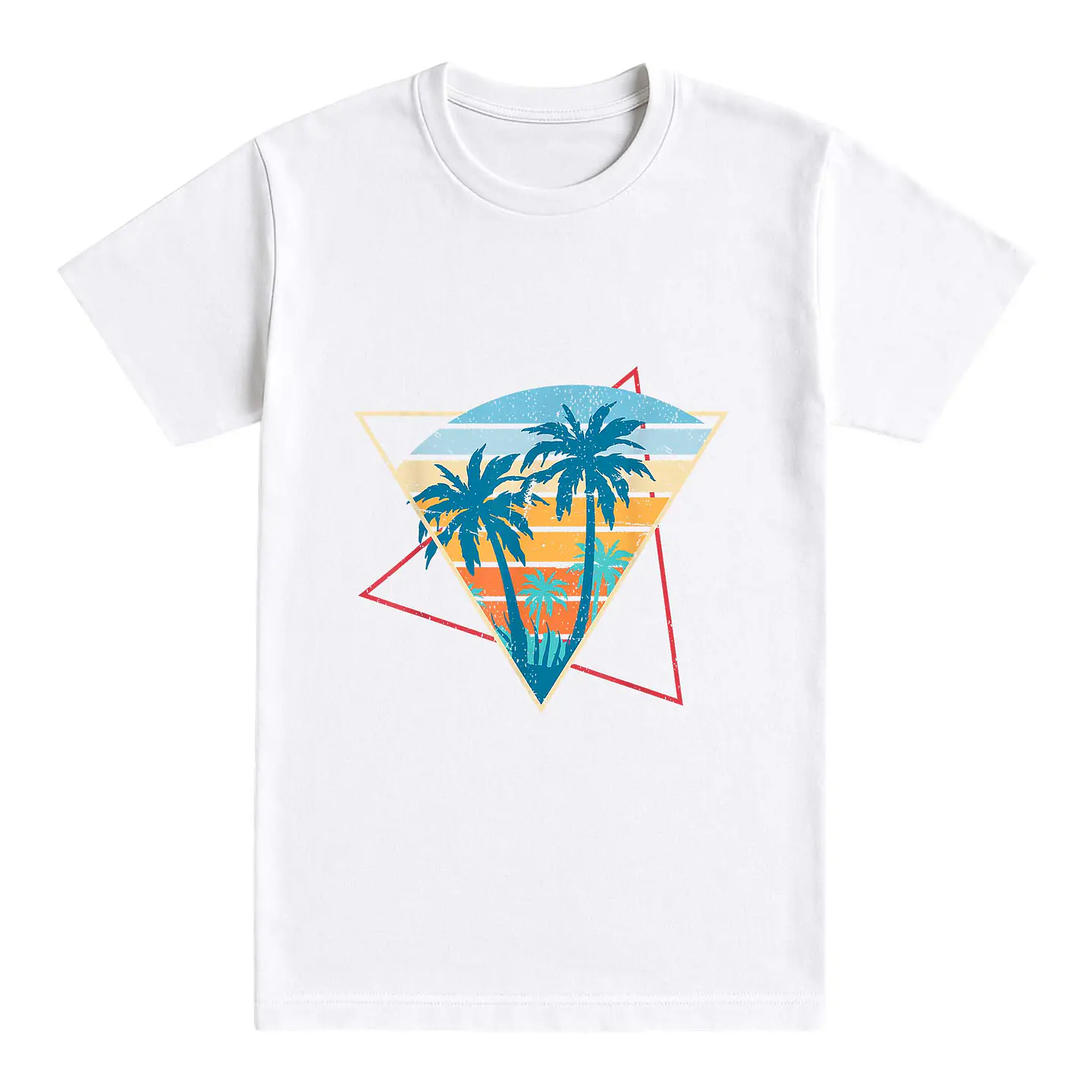 Camiseta playa – Geometric Sunset Palms 1