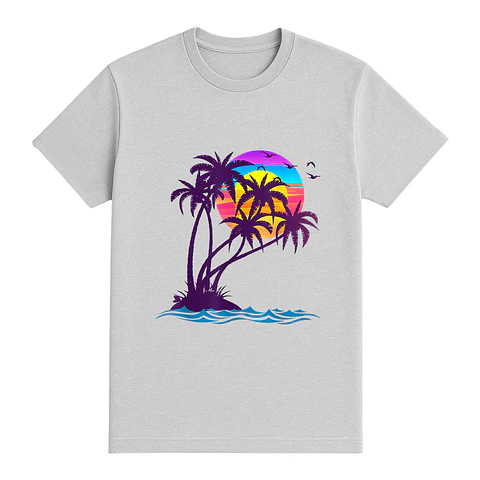 Camiseta playa – Neon Sunset Palms