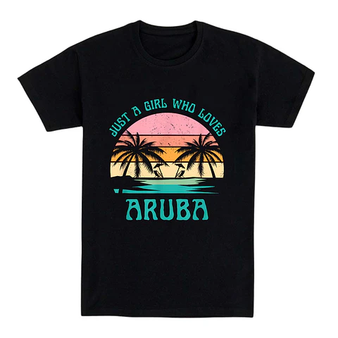 Camiseta playa – Just a Girl Who Loves Aruba
