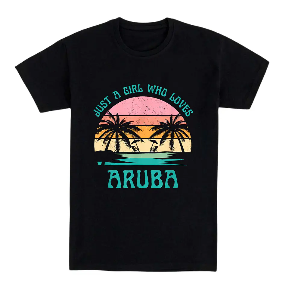 Camiseta playa – Just a Girl Who Loves Aruba 1