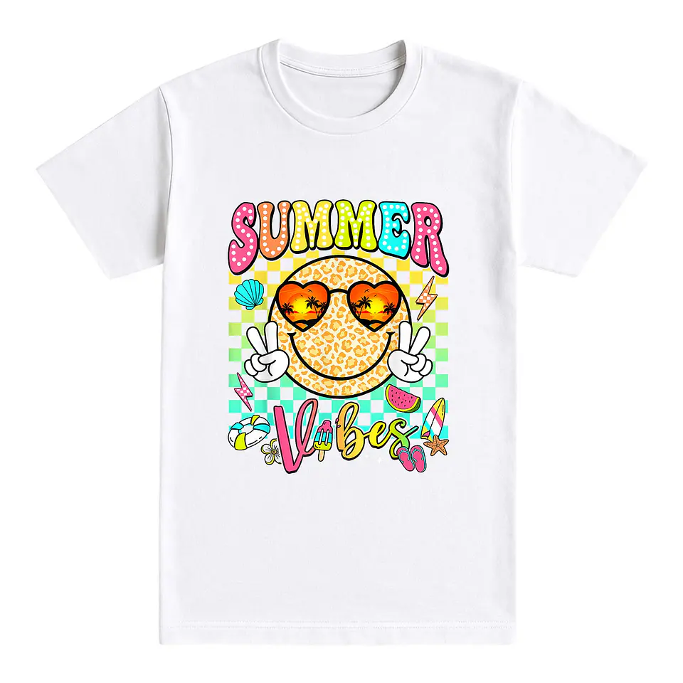 Camiseta playa – Summer Vibes Smiley Pop 1