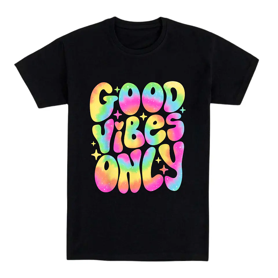 Camiseta playa – Good Vibes Only Rainbow 1