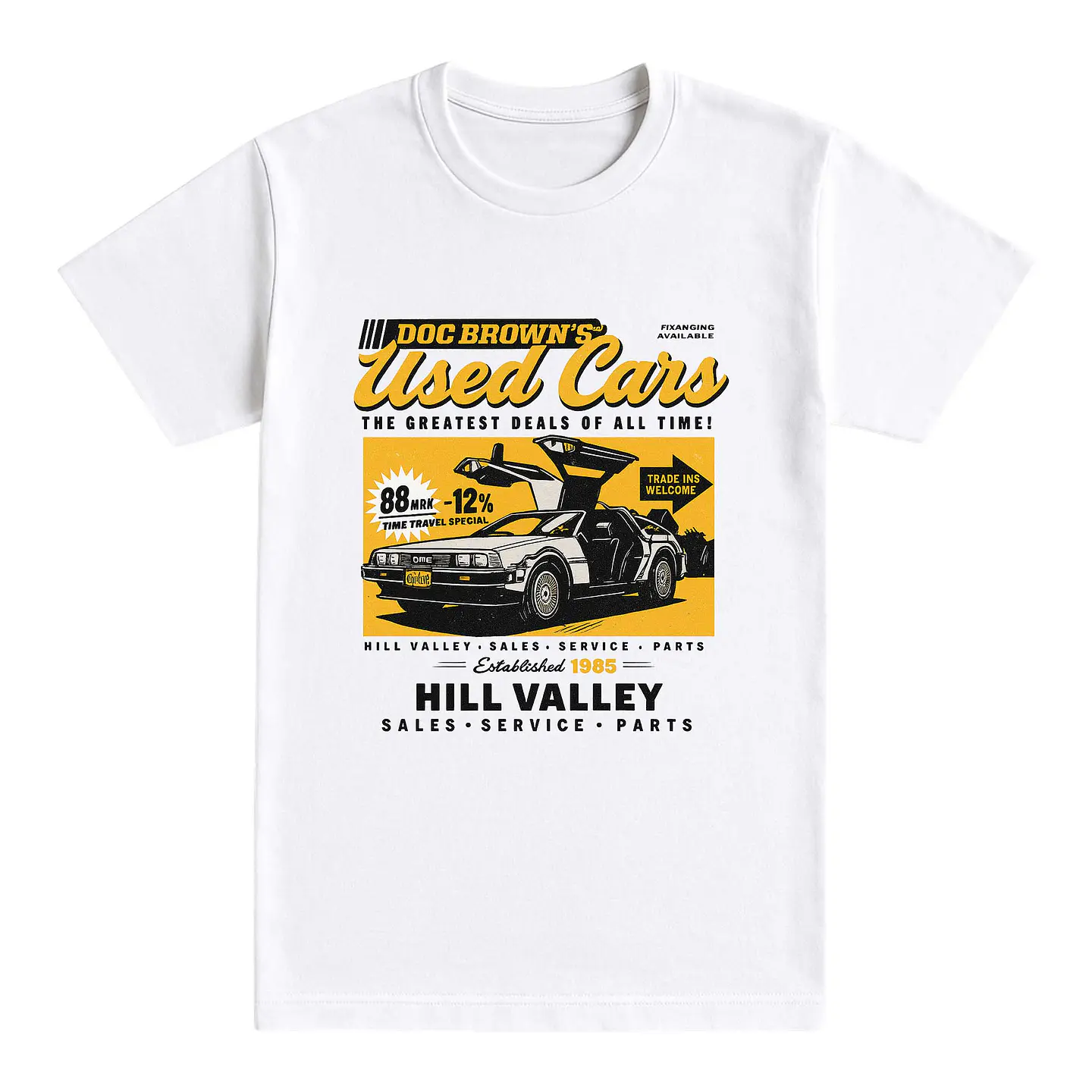 Camiseta retro – Doc Brown’s Used Cars 1