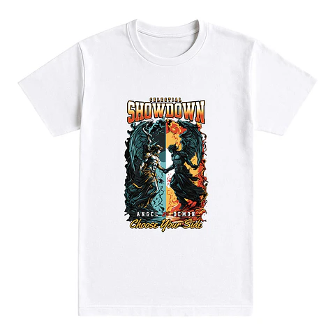 Camiseta festivalera – Showdown celestial: ángel vs demonio