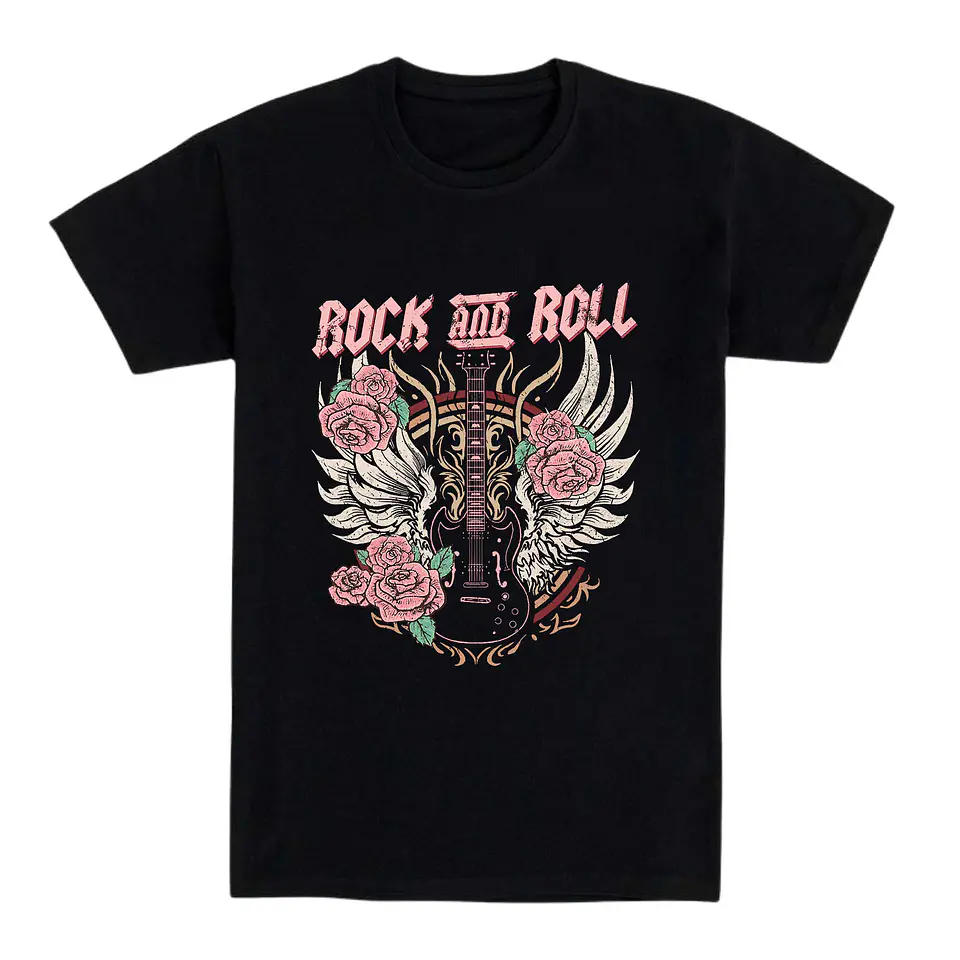 Camiseta rockera – Rosas y Distorsión 1