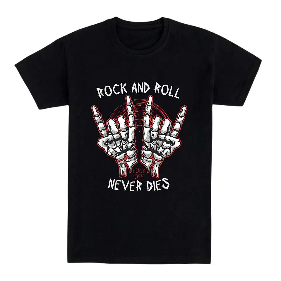 Camiseta rockera – Never Dies, Fuck Off 1