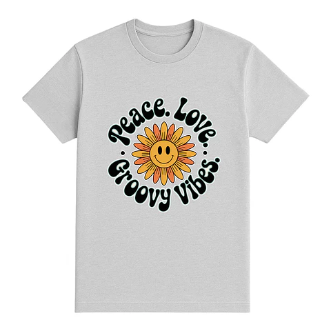 Camiseta hippie – Peace, Love & Groovy Vibes