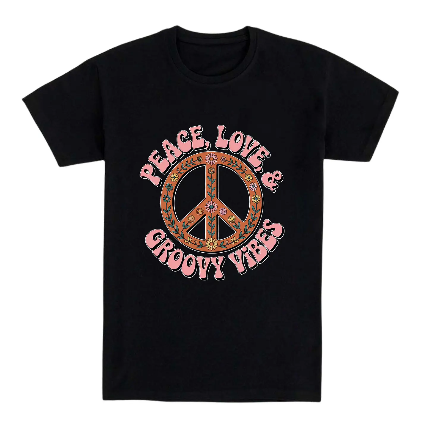 Camiseta hippie – Peace, Love & Groovy Vibes 1