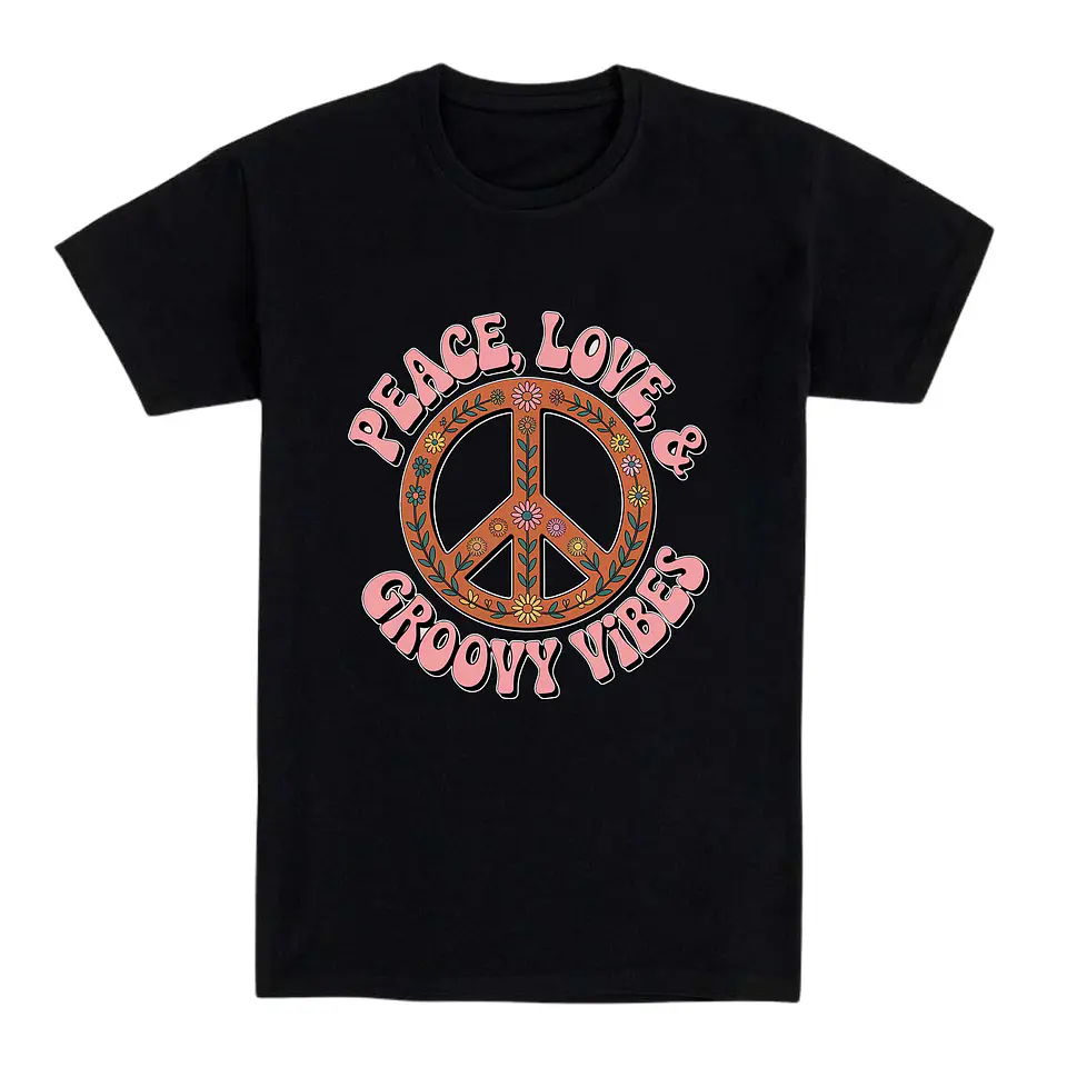Camiseta hippie – Peace, Love & Groovy Vibes 1