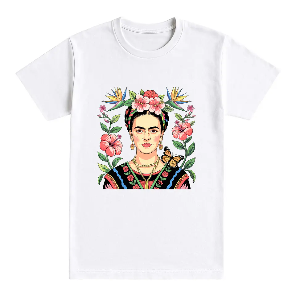 Camiseta Frida Kahlo – Arte, color y rebeldía en tu pecho 1
