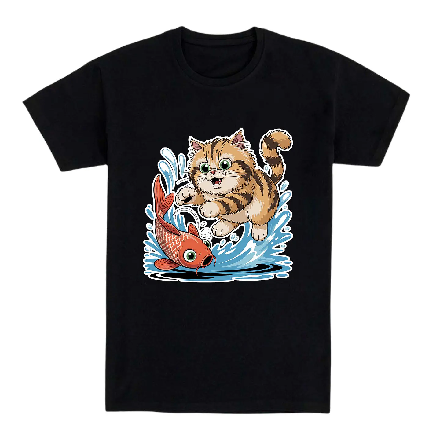 Camiseta gato – Caza koi en modo travieso 1