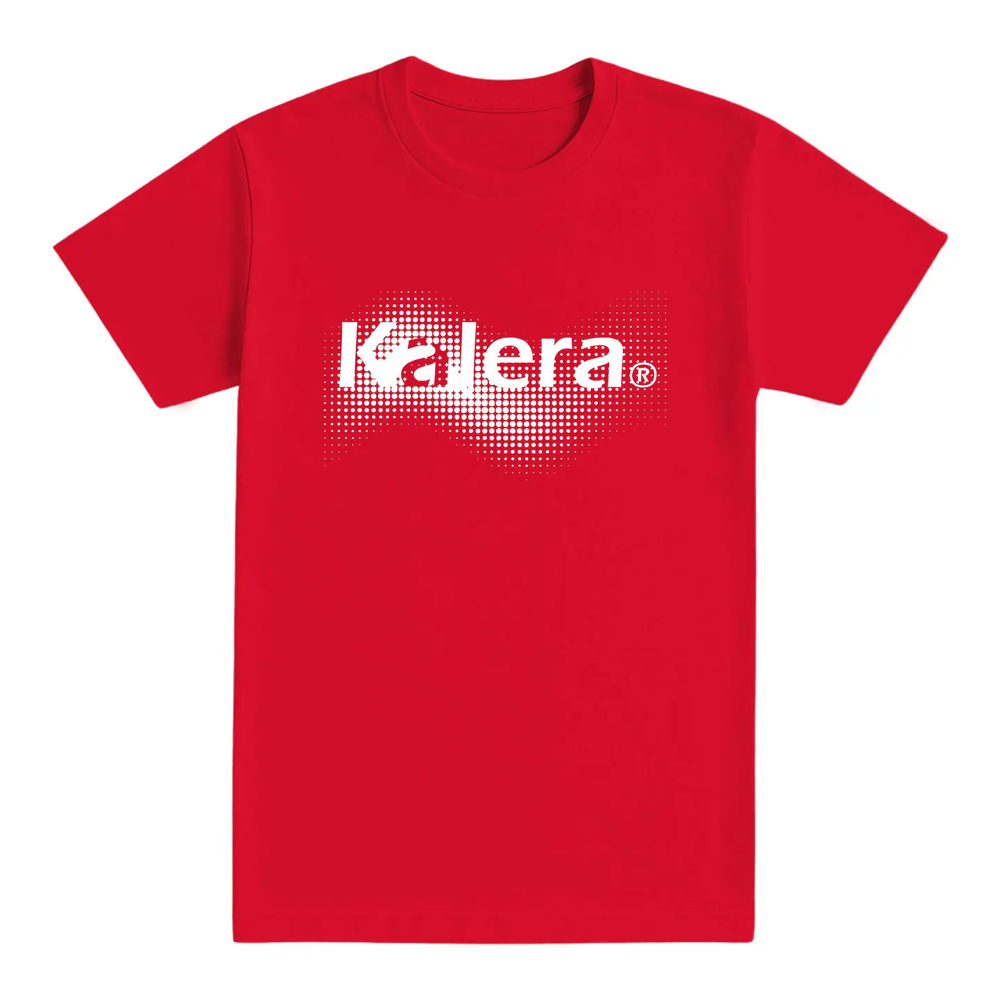 Camiseta básica roja logo blanco con efecto semitono 1
