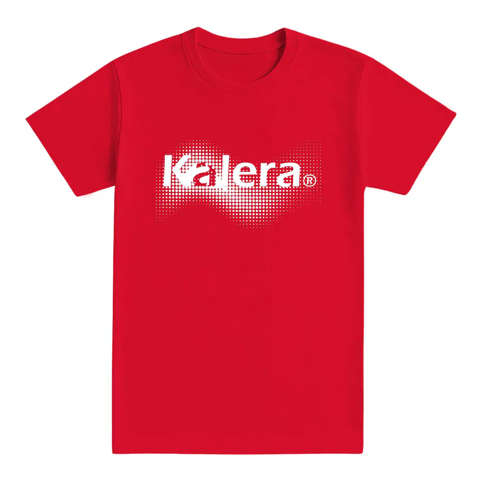 Camiseta básica roja logo blanco con efecto semitono 1