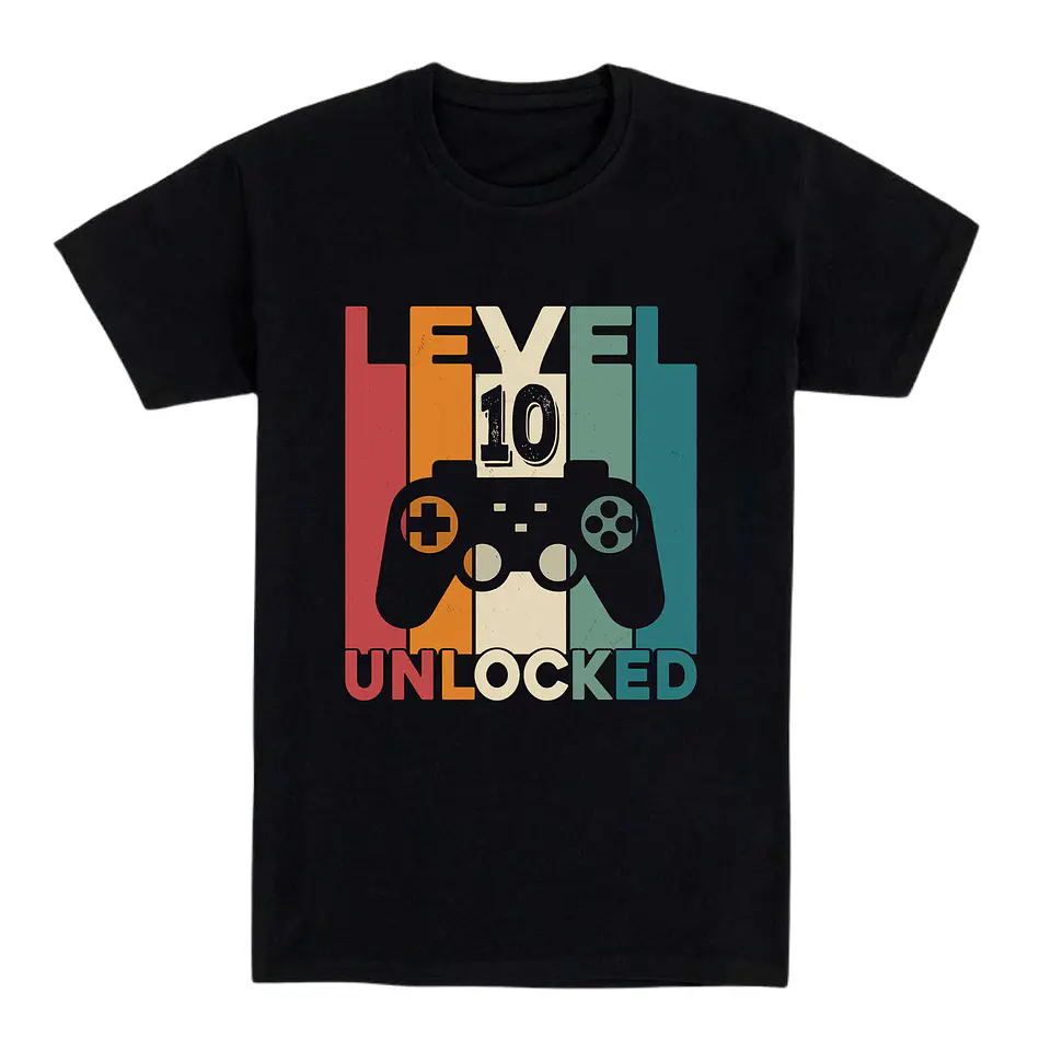 Camiseta videojuegos – Level 10 Unlocked 1