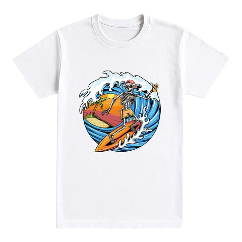 Camiseta surf - Calavera surfeando