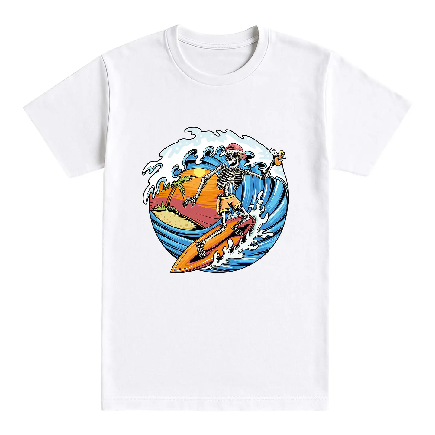 Camiseta surf - Calavera surfeando 1