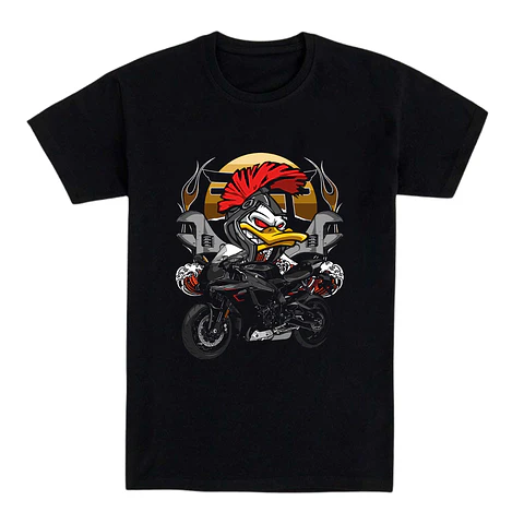 Camiseta moto - Pato punk con cresta y gafas