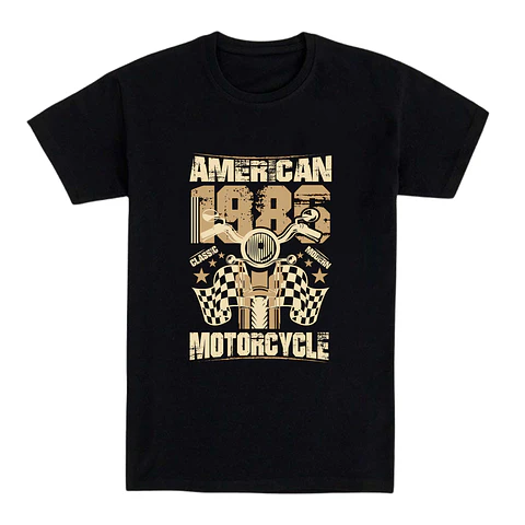 Camiseta moto - Americana con diseño vintage y banderas