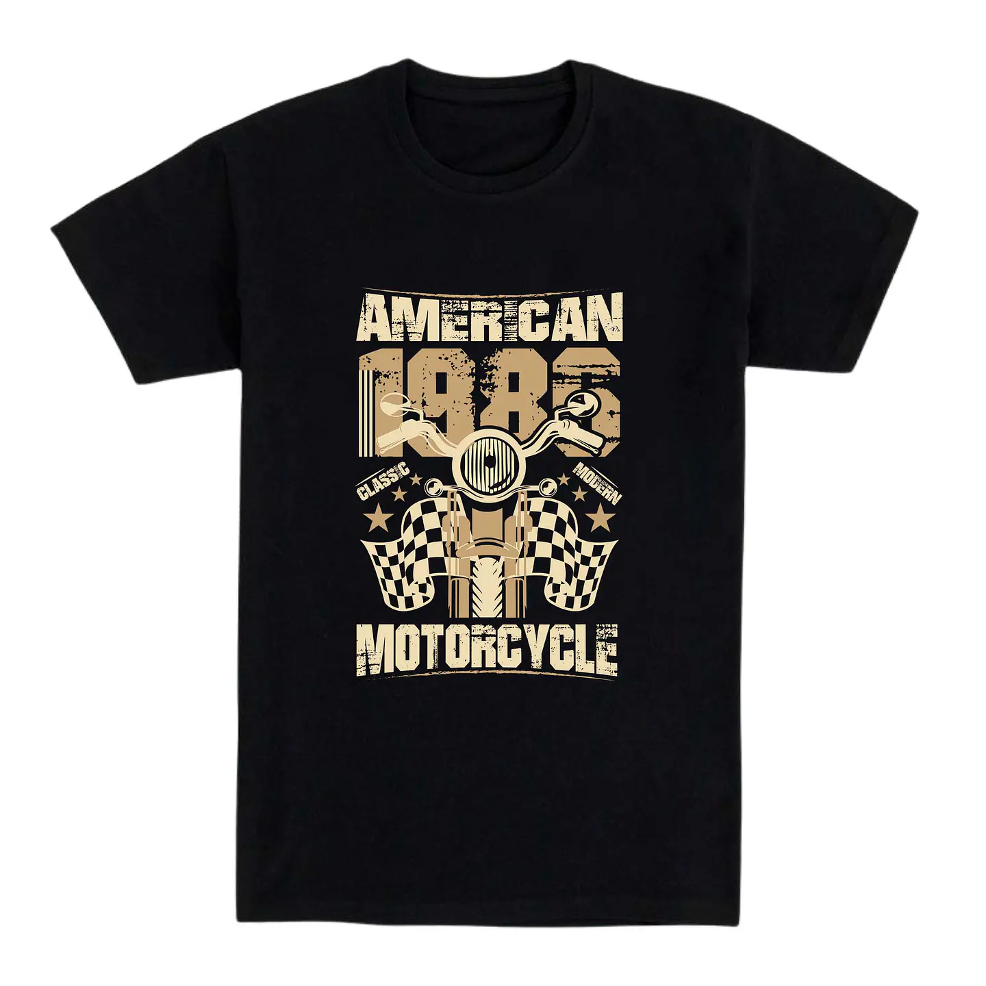 Camiseta moto - Americana con diseño vintage y banderas 1