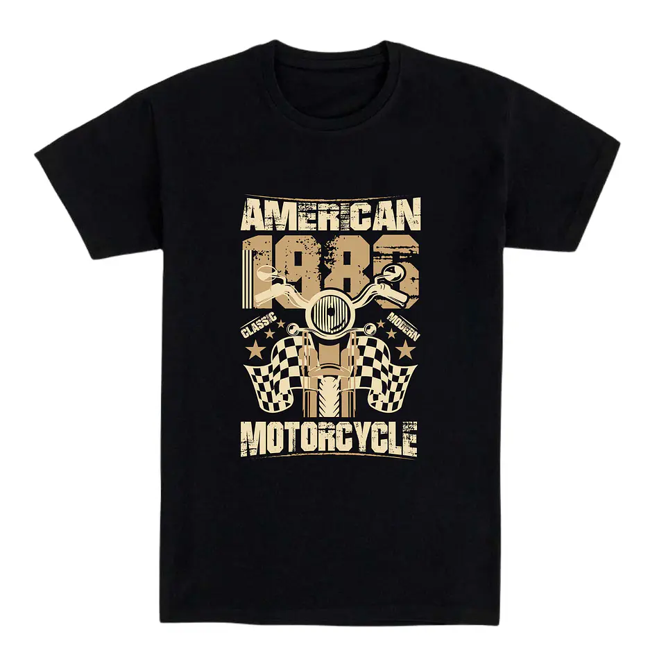 Camiseta moto - Americana con diseño vintage y banderas 1
