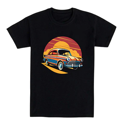 Camiseta coche - Paseo al Atardecer Estilo Retro-Vintage