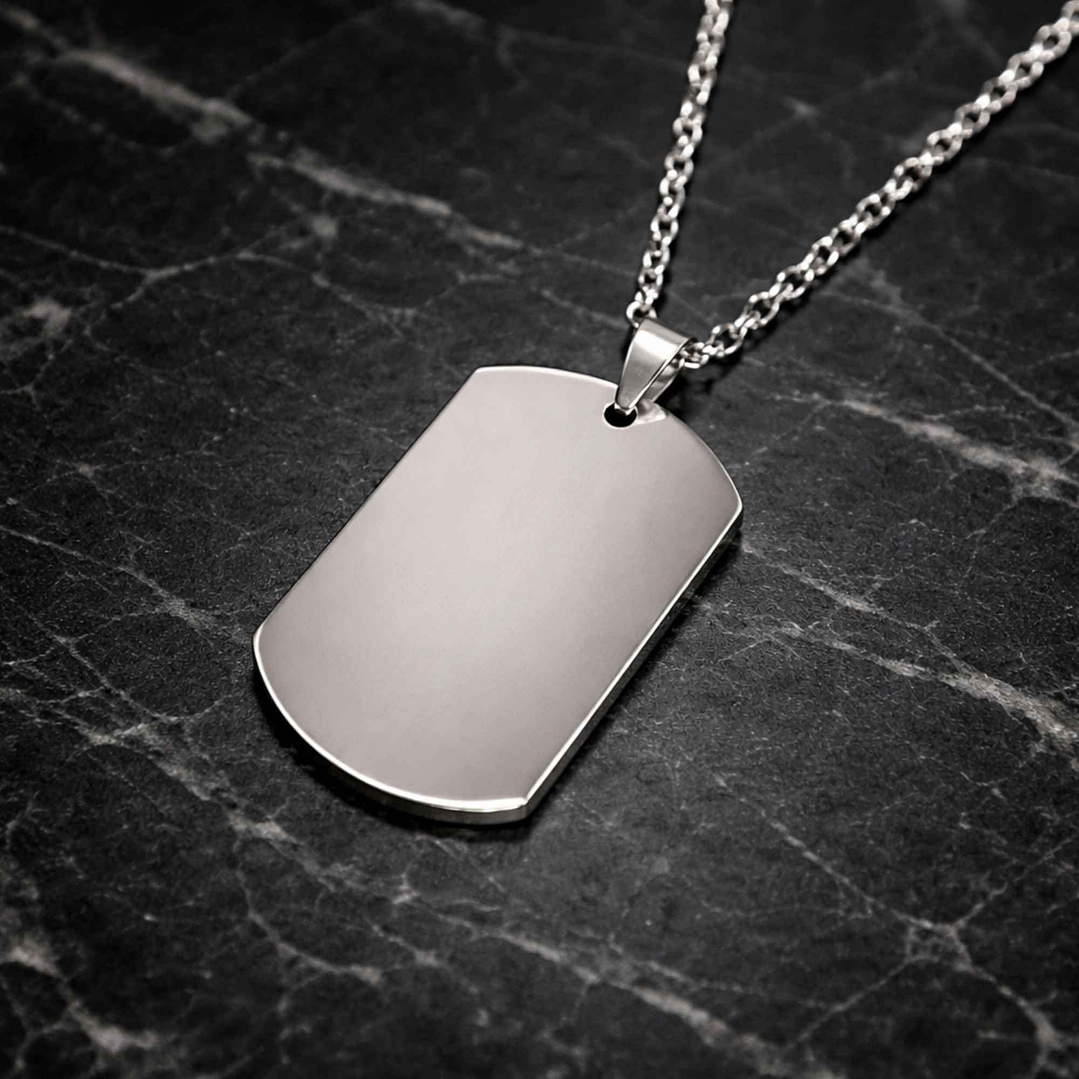 Colgante personalizado, acero inoxidable forma rectangular plateado 28x45mm 1