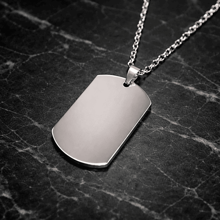 Colgante personalizado, acero inoxidable forma rectangular plateado 28x45mm 1