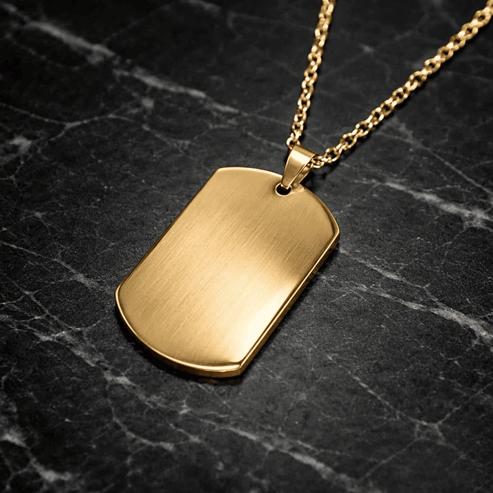 Colgante personalizado, acero inoxidable forma rectangular dorado 28x45mm 1