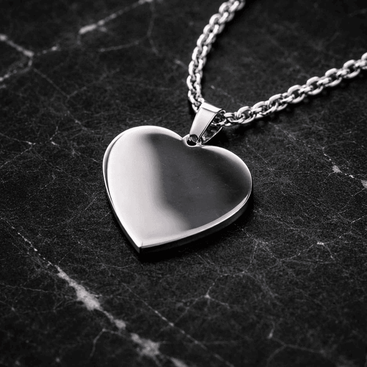 Colgante personalizado, acero inoxidable forma corazón plateado 28x22mm 1