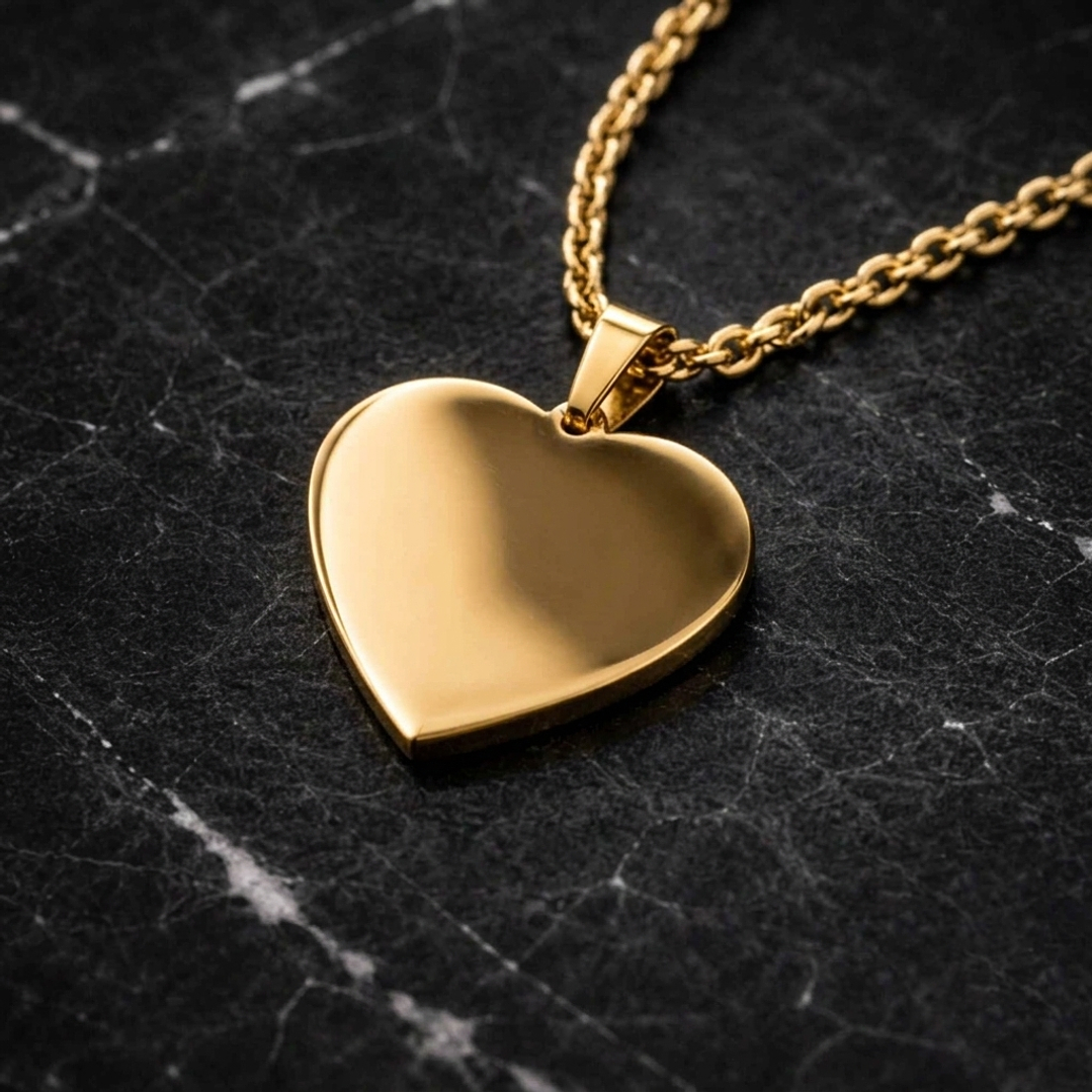 Colgante personalizado, acero inoxidable forma corazón dorado 28x22mm 1