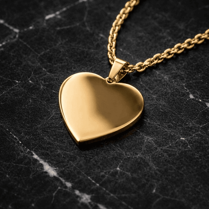 Colgante personalizado, acero inoxidable forma corazón dorado 28x22mm 1