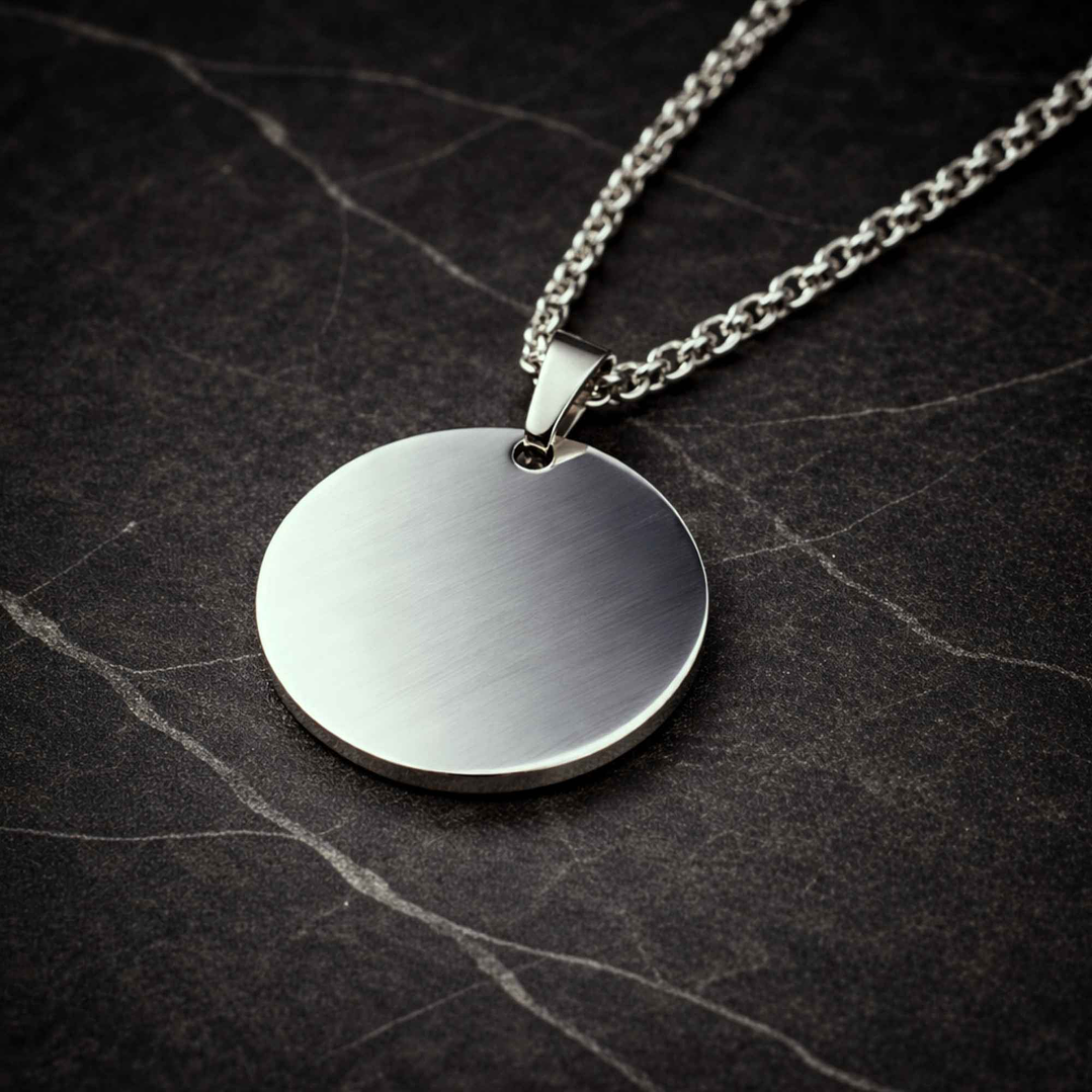 Colgante personalizado, acero inoxidable forma redonda plateado 20x20mm 1