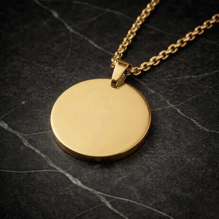 Colgante personalizado, acero inoxidable forma redonda dorado 20x20mm 1