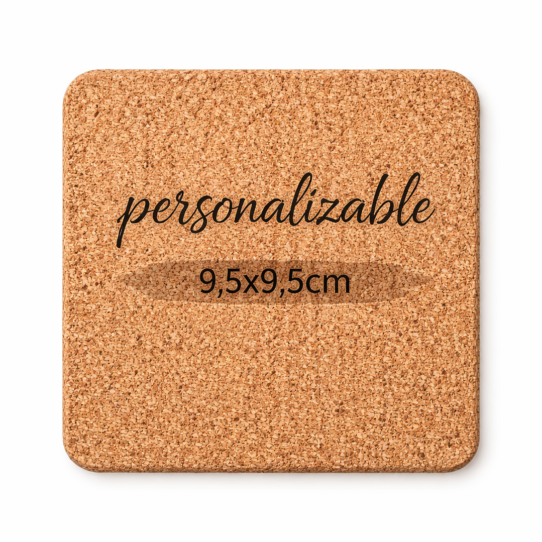 Posavaso personalizado de corcho forma cuadrada 9,5x9,5cm 1