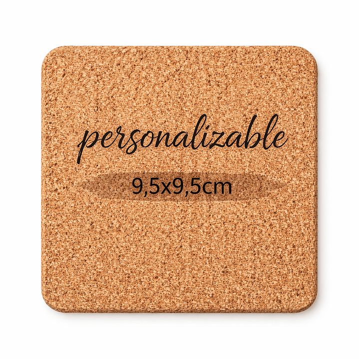 Posavaso personalizado de corcho forma cuadrada 9,5x9,5cm 1