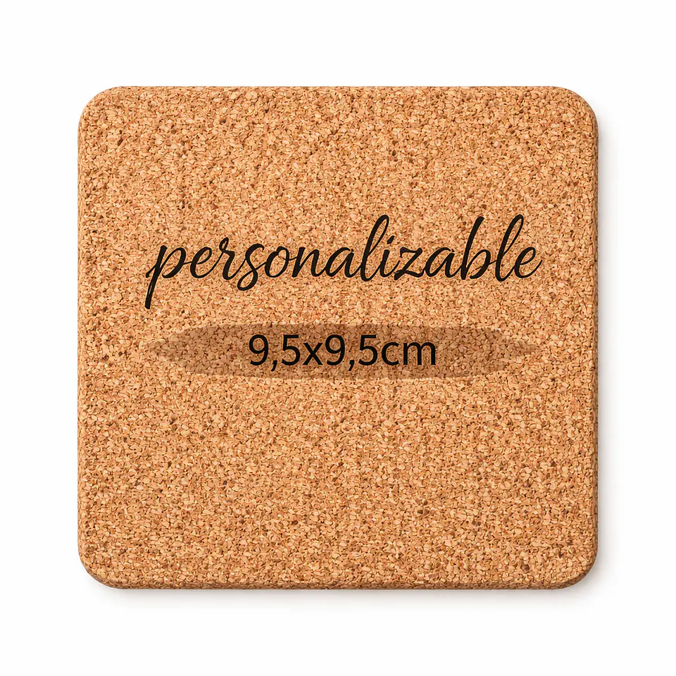 Posavaso personalizado de corcho forma cuadrada 9,5x9,5cm 1