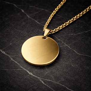 Colgante personalizado, acero inoxidable forma redonda dorado 20x20mm