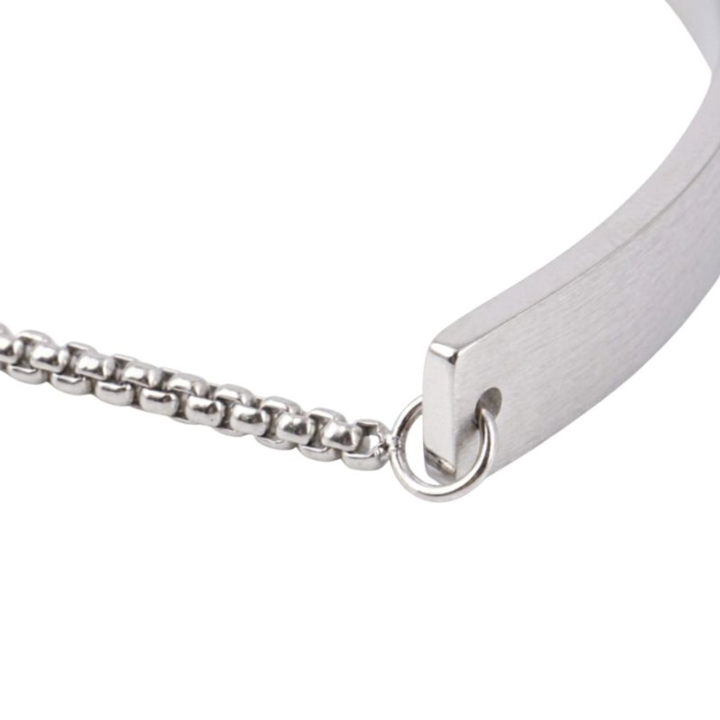 Pulsera personalizada mujer, medallón rectangular grabado en acero inoxidable color plata 3