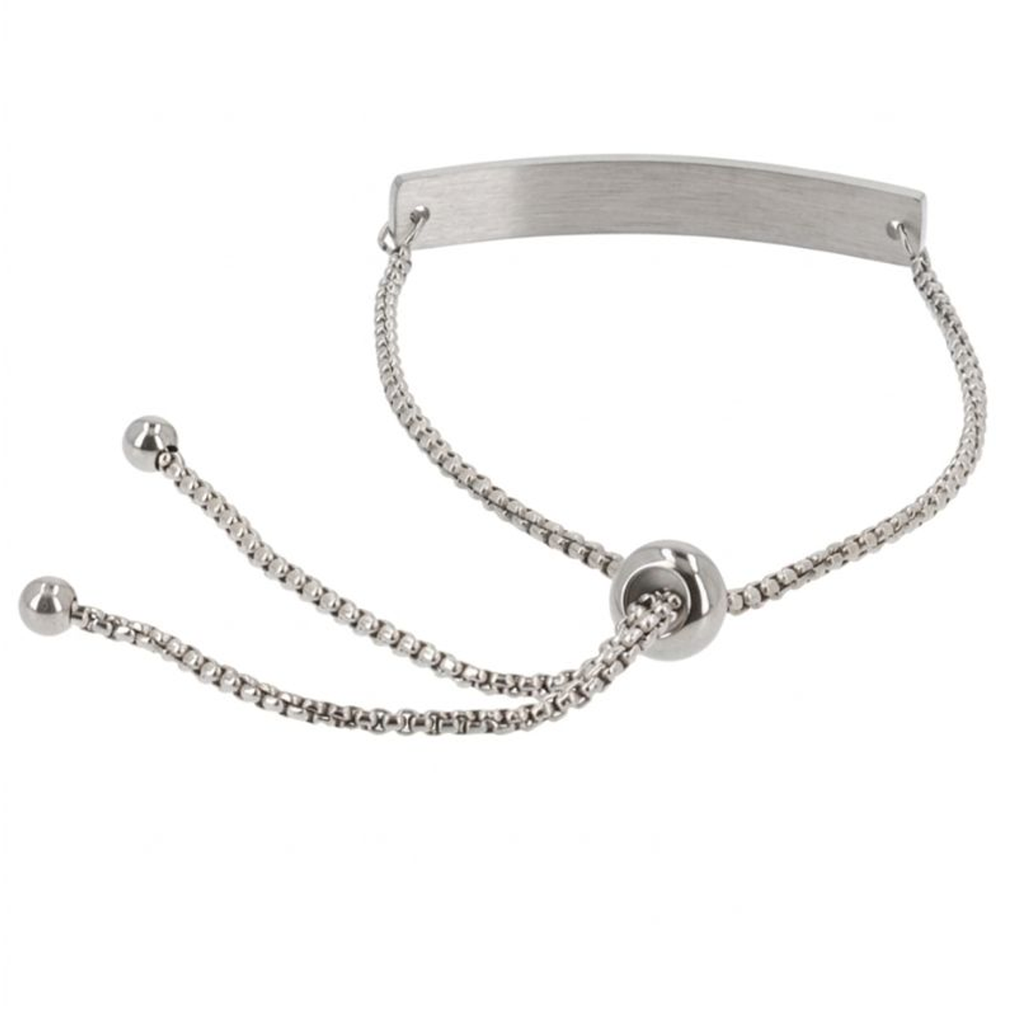 Pulsera personalizada mujer, medallón rectangular grabado en acero inoxidable color plata 2