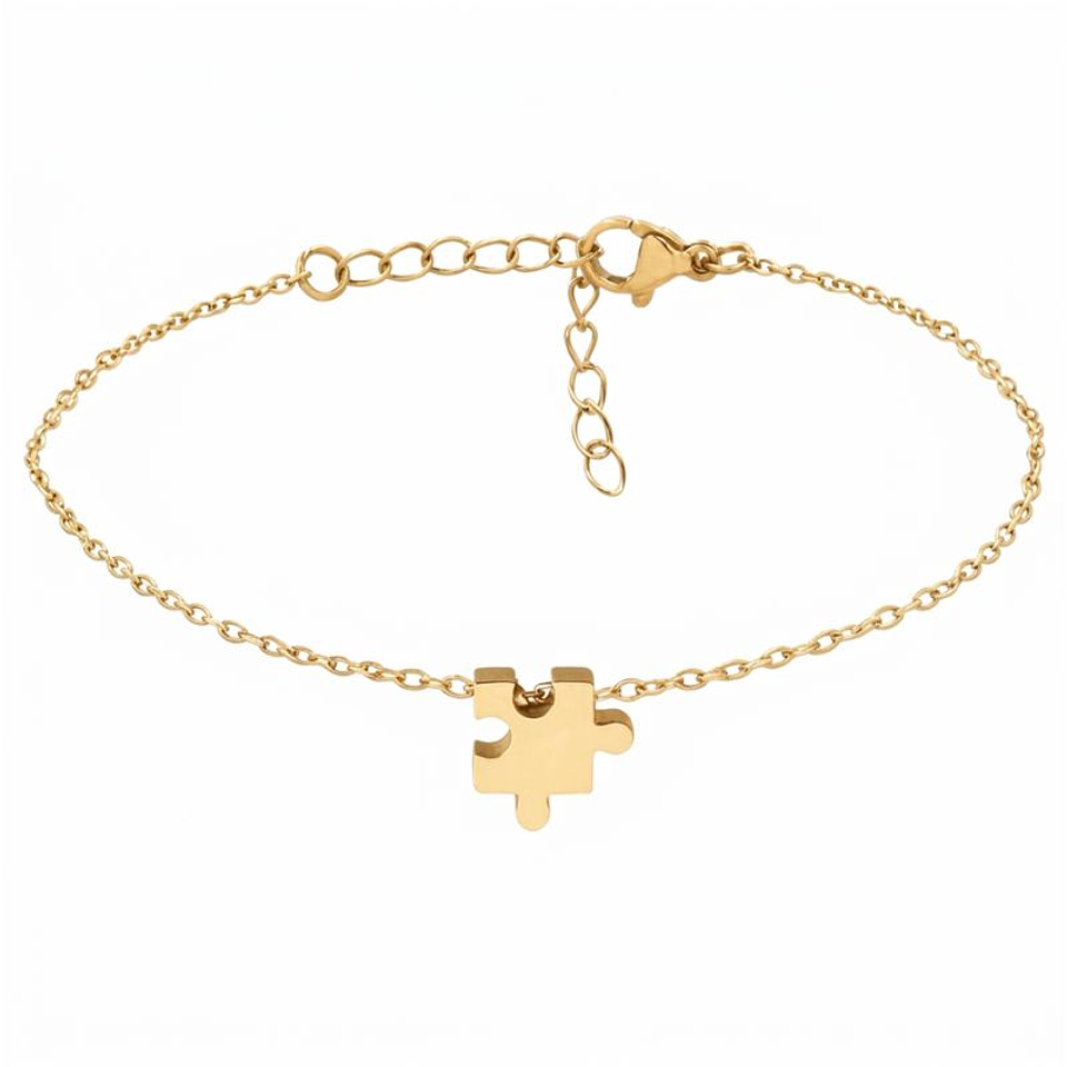Pulsera personalizada mujer, medallón rectangular grabado en acero inoxidable color dorado 3