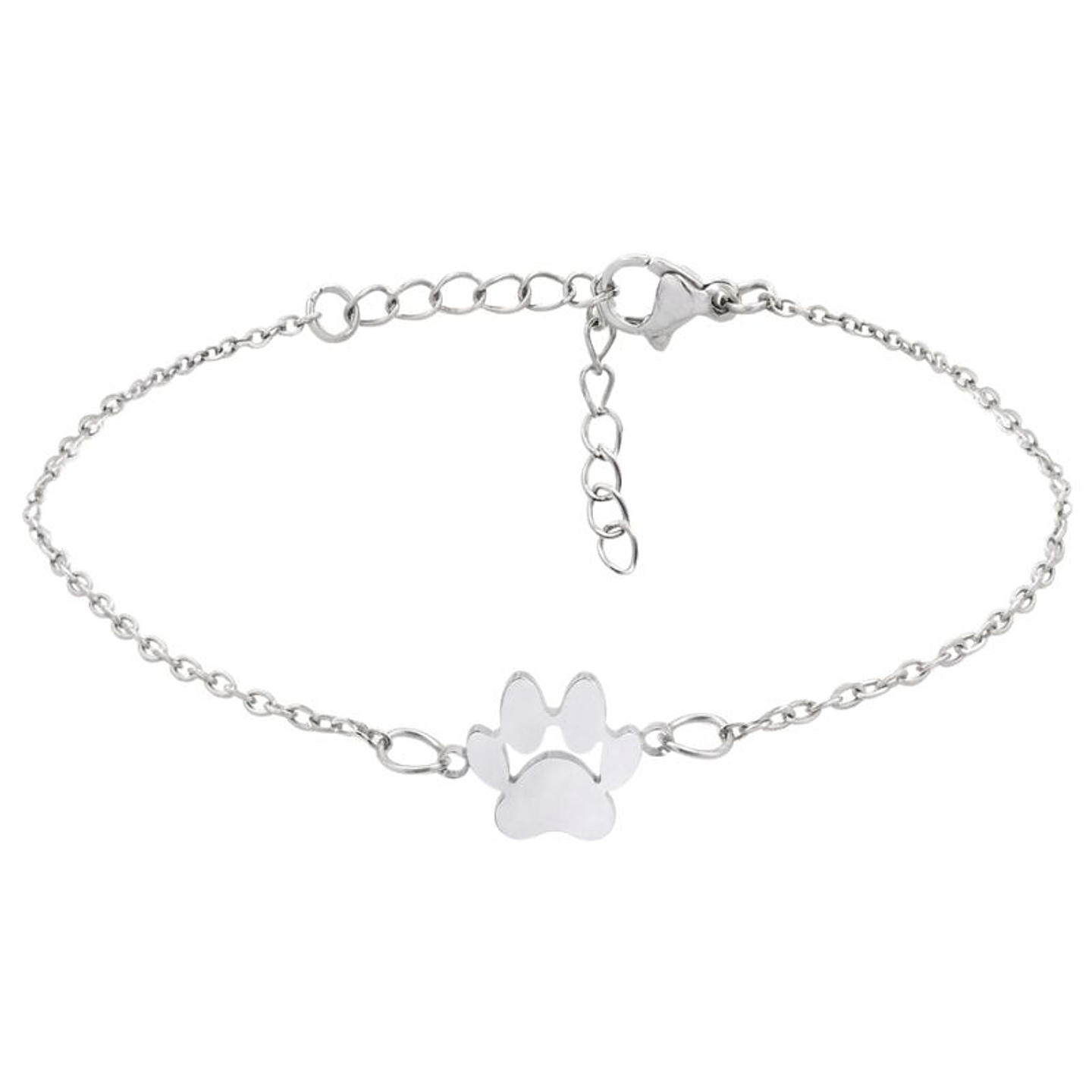 Pulsera personalizada mujer, huella animal grabada en acero inoxidable color plata 1