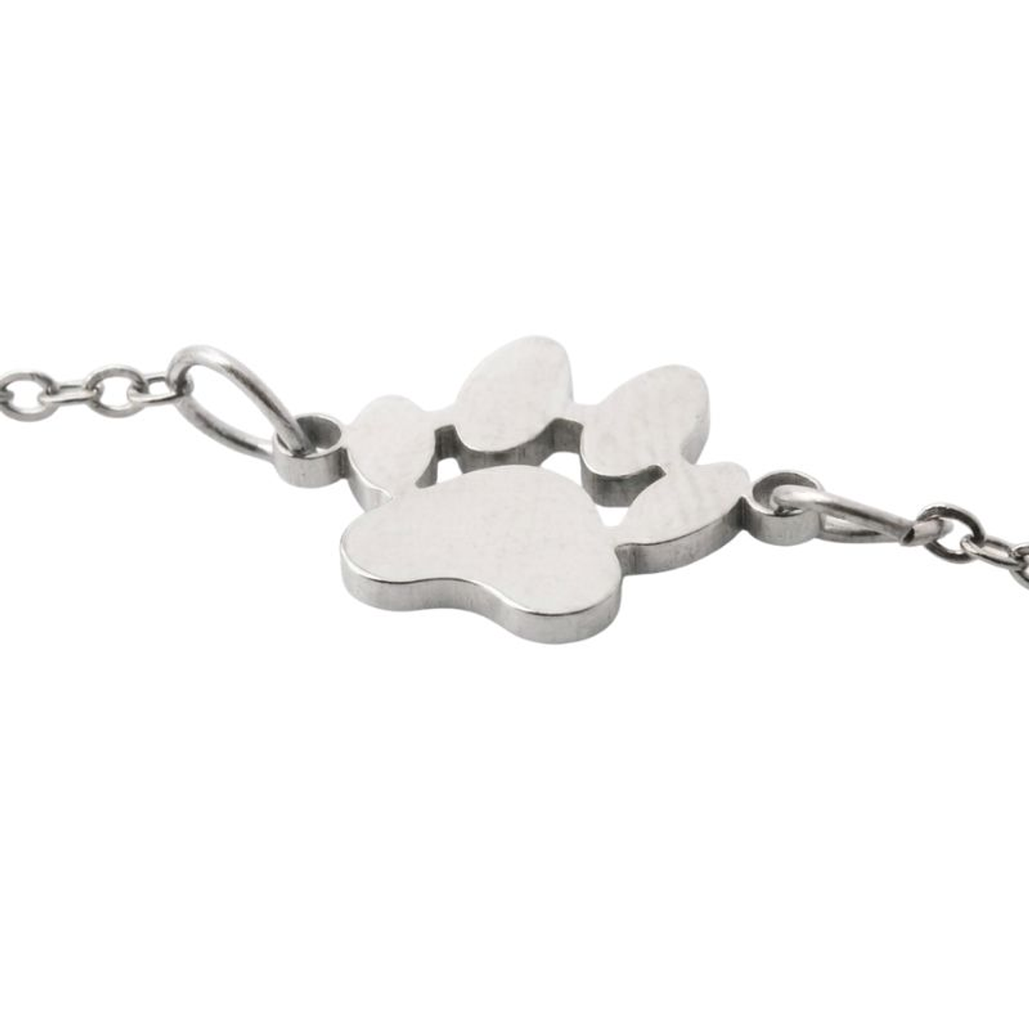 Pulsera personalizada mujer, huella animal grabada en acero inoxidable color plata 2