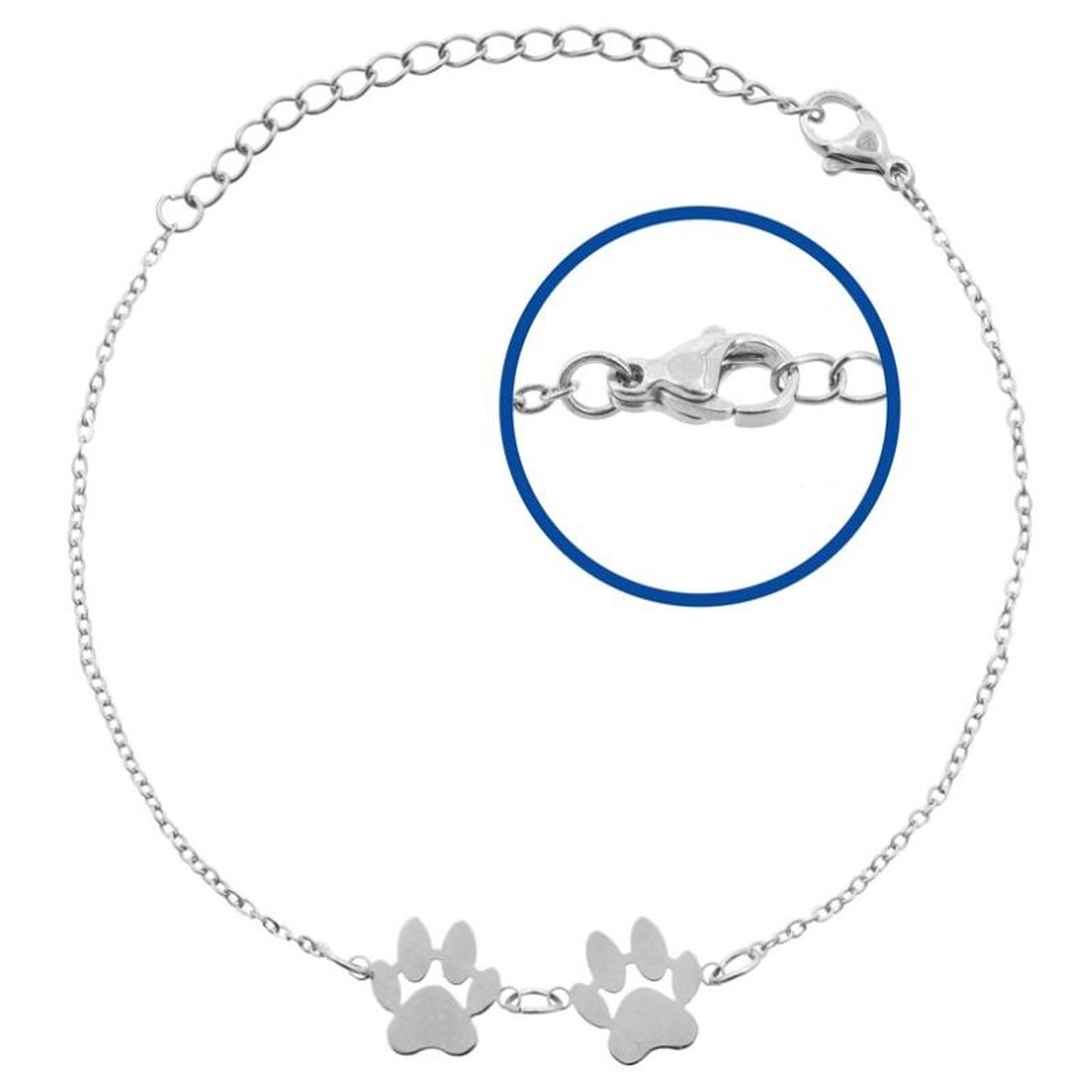 Pulsera personalizada mujer, huella animal grabada en acero inoxidable color plata 3