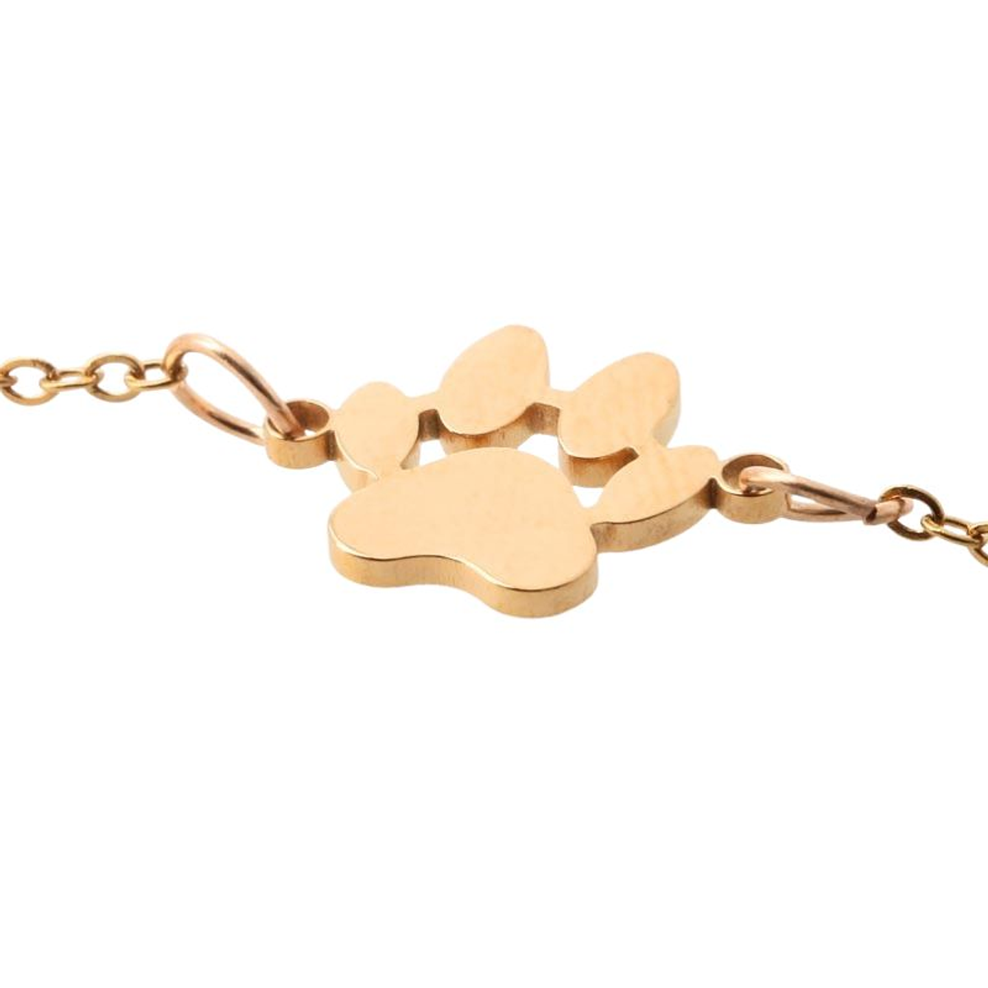 Pulsera personalizada mujer, huella animal grabada en acero inoxidable color dorado 2