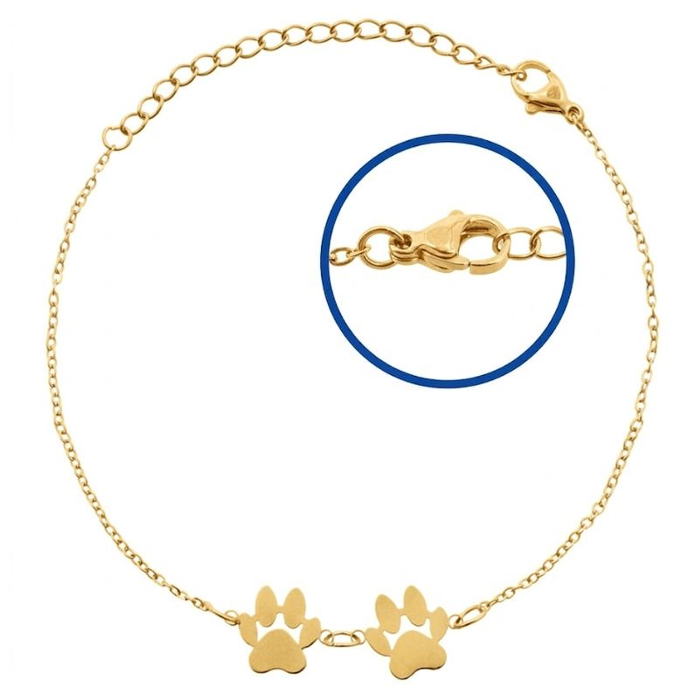 Pulsera personalizada mujer, huella animal grabada en acero inoxidable color dorado 3