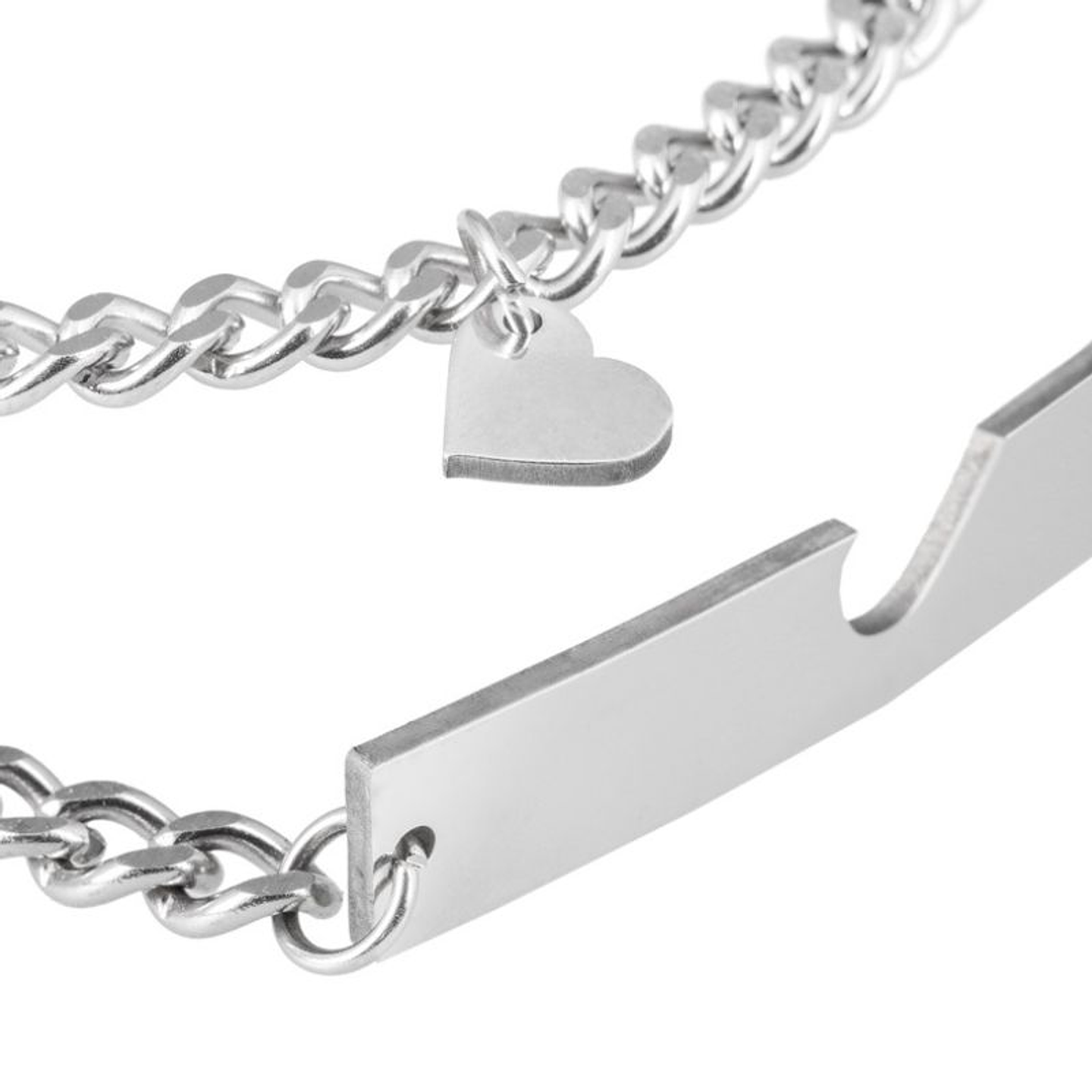 Pack de 2 esclavas personalizadas para mujer y hombre en acero inoxidable corazón unido 2